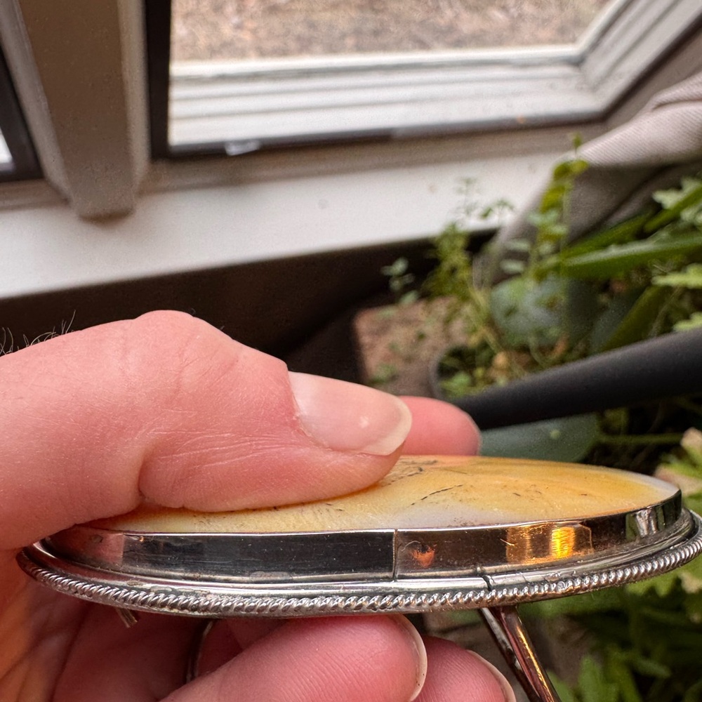 Vintage Elk Engraved Belt Buckle | Mother of Pearl Shell | Western Lodge - Picture 5 of 9